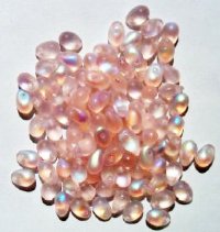 100 4x6mm Transparent Matte Rosaline AB Drop Beads